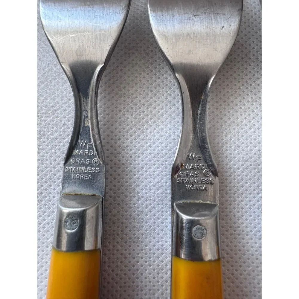1970s Washington Forge Mardi Gras Butterscotch Yellow Flatware Set 35 Pieces
